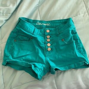 Blue high rise shorts